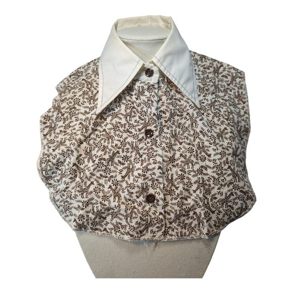 Vintage Ship'n Shore Dickie Collar & Wrist Cuffs Giraffes Flowers Brown & Cream - Picture 2 of 15